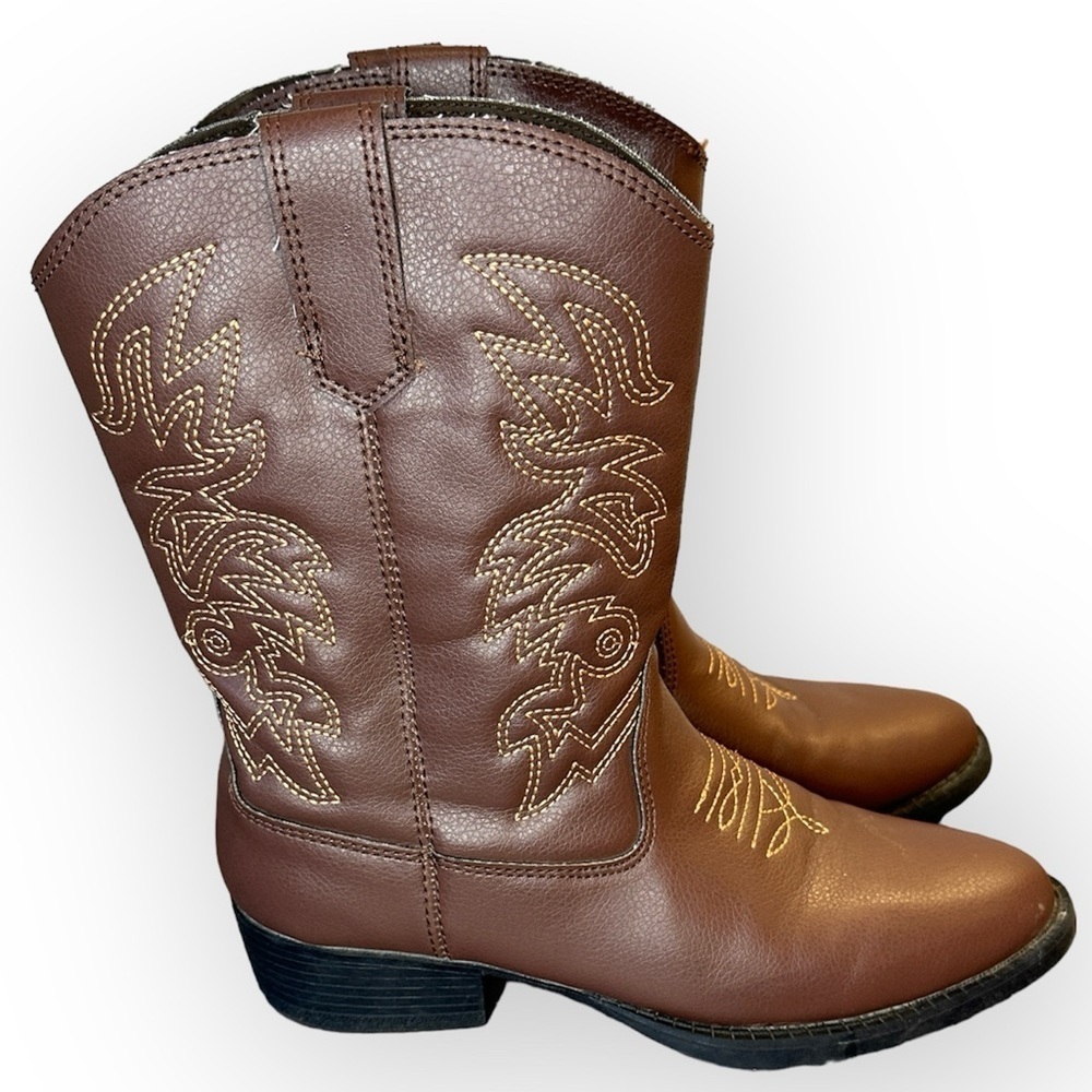 Deer Stags Kid’s Ranch Brown Western Boots Cowboy